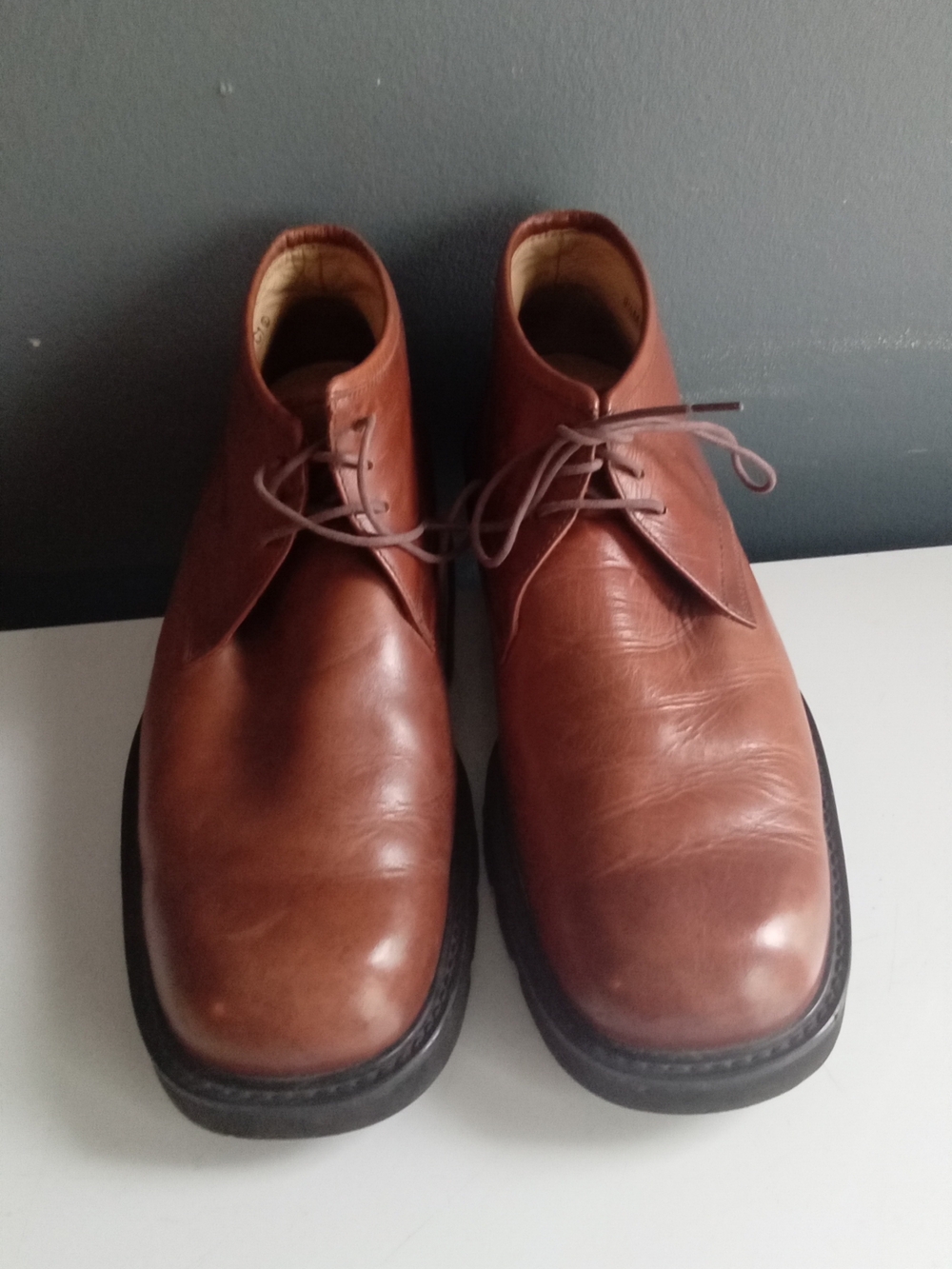 Cole Haan Country Mens Brown Leather Chukka Boots Square Toe Lug Sole 9.5M‎
